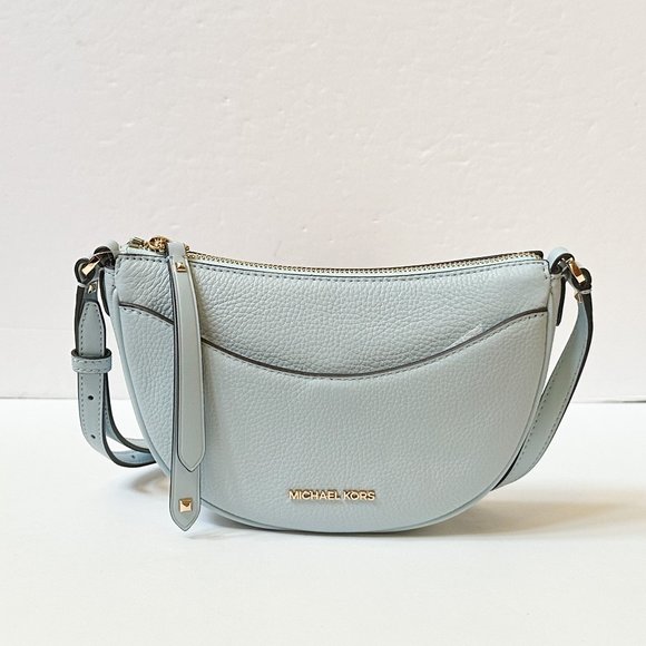 Michael Kors Dover Small Front Pocket Half Moon Crossbody Bag Vista Blue - Picture 1 of 10